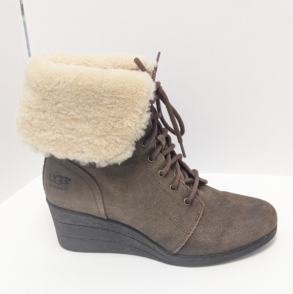 UGG Waterproof Leather Wedge Boots - Picture 2 of 16